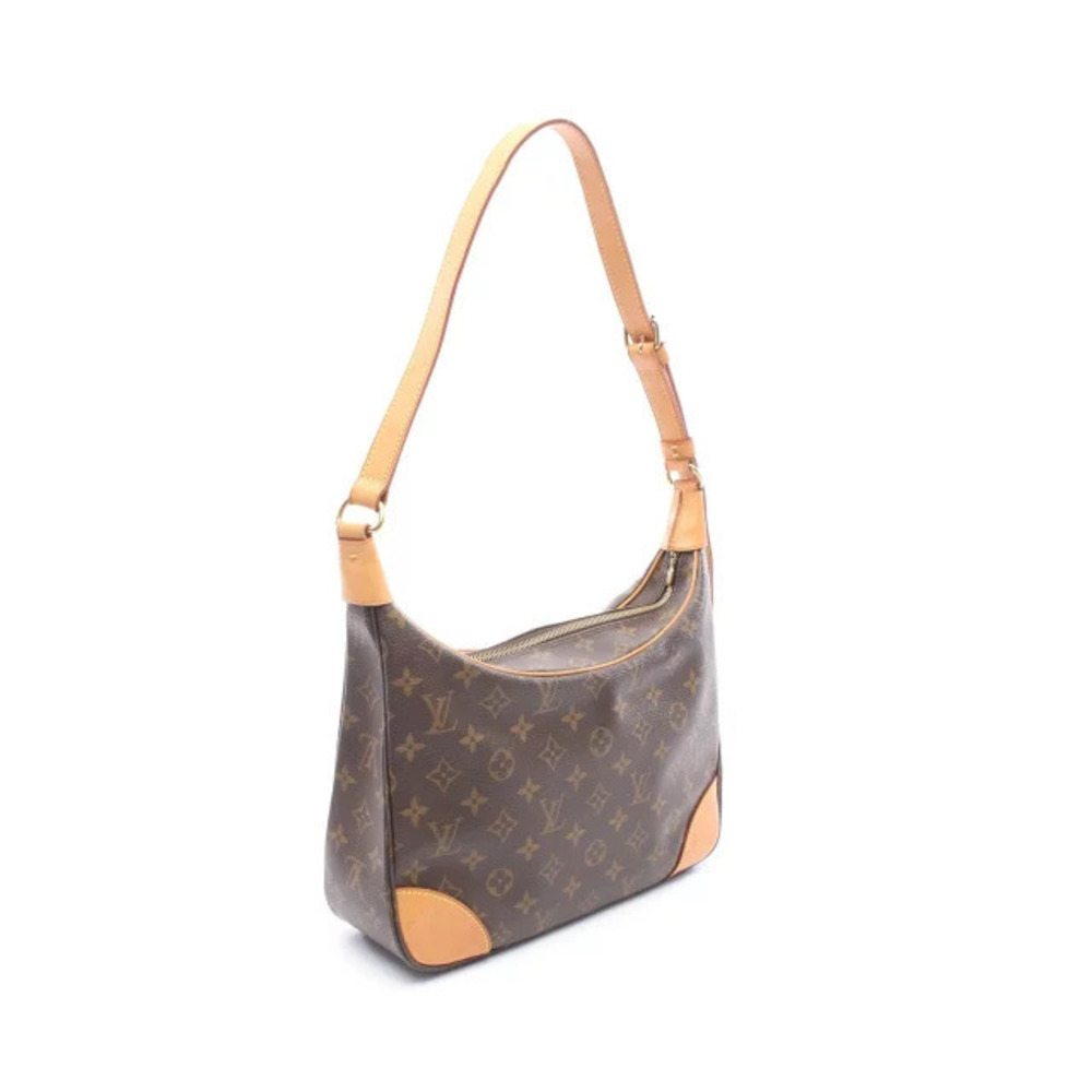 Louis Vuitton Canvas Leather Bag Brown Boulogne Shoulder Monogram Brown